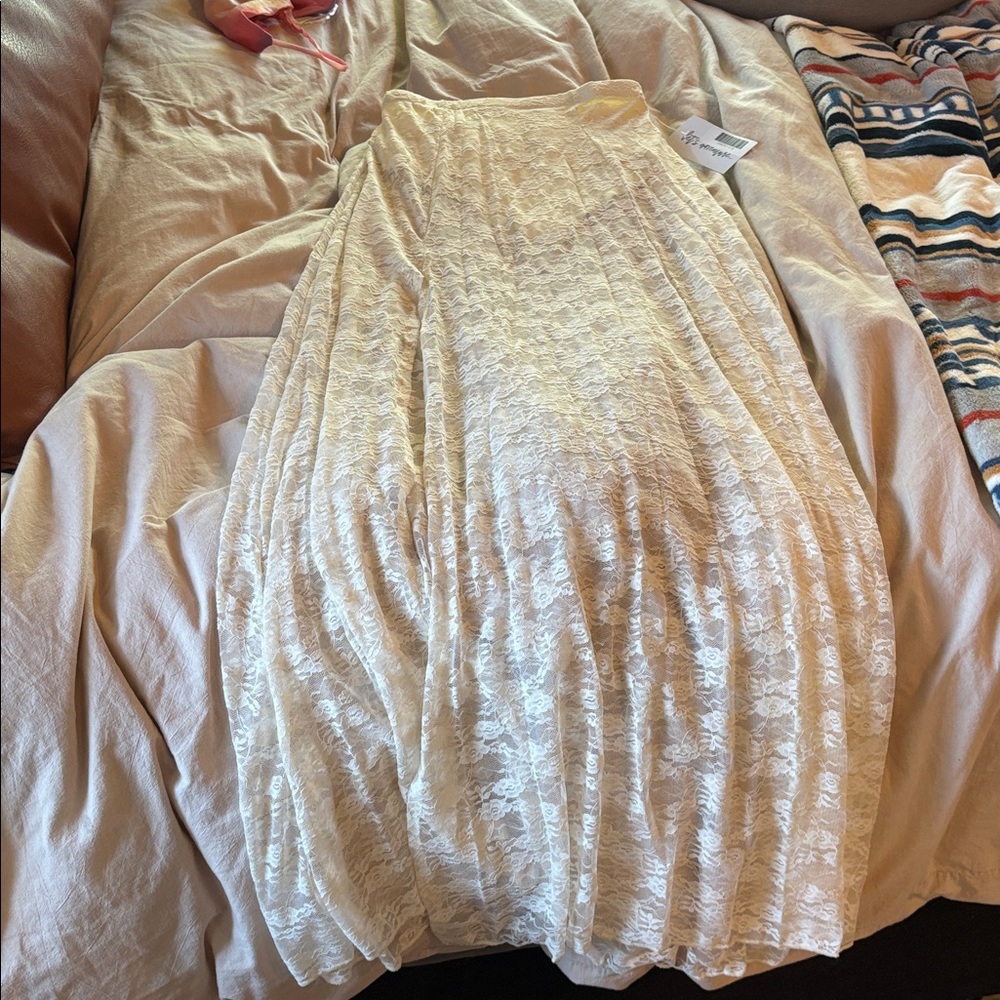 Sheer Cream Lace Skirt